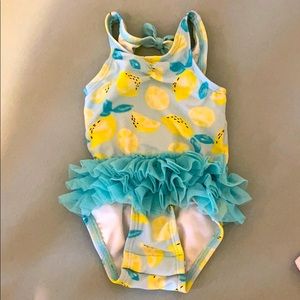 Lemon ruffle one piece swim suit
